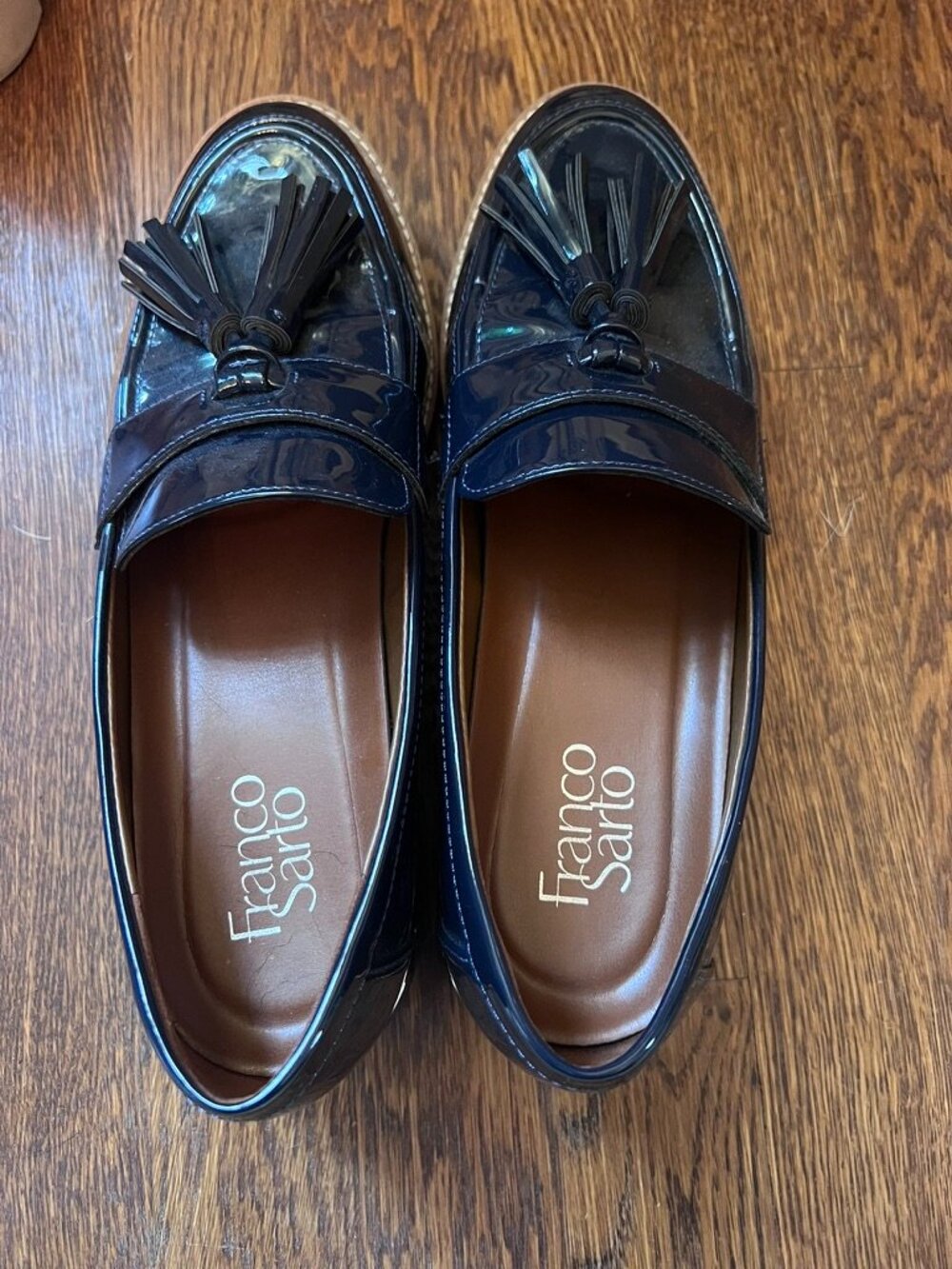 Franco Sarto Glossy Navy Tassel Loafers